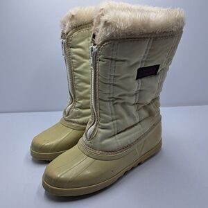 Vintage Sorel Snow Boots Womens Size 7 Made in Canada White Fur Trim